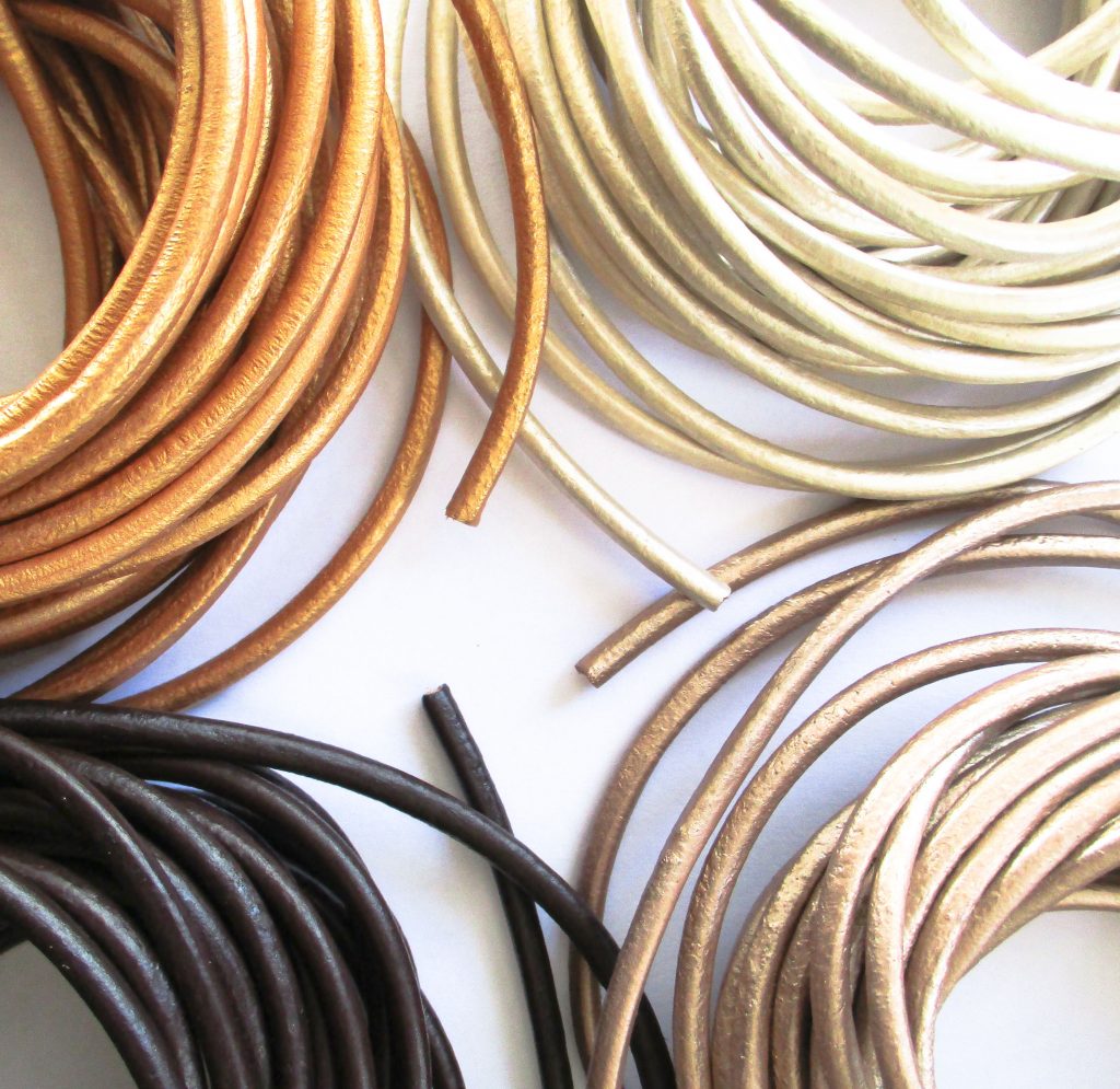 Genuine 3mm Round Pearl Coloured Leather Jewellery Cord