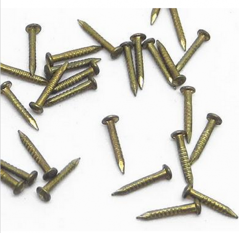 Brass Mini Nail Brads M1.2 x 8mm, 10mm, 12mm or 15mm long for wood and leatherwork
