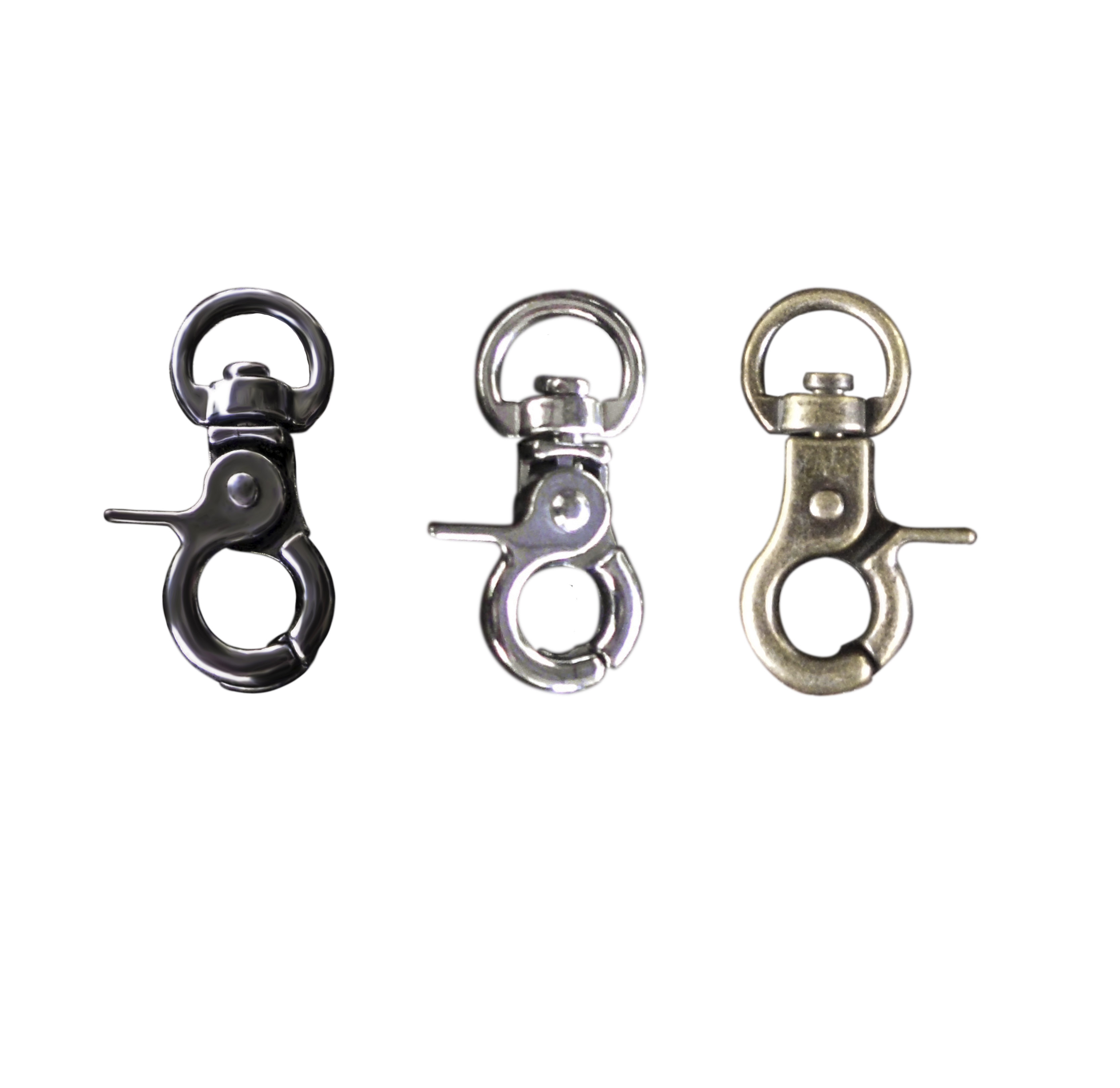 Trigger Snap Hooks 360 swivel 9mm Dee 7.5mm base 3 colours Qty 4