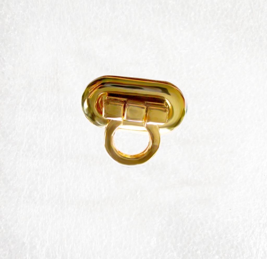 Small Gold rounded rectangle Purse Flip Lock 30mm x 10mm