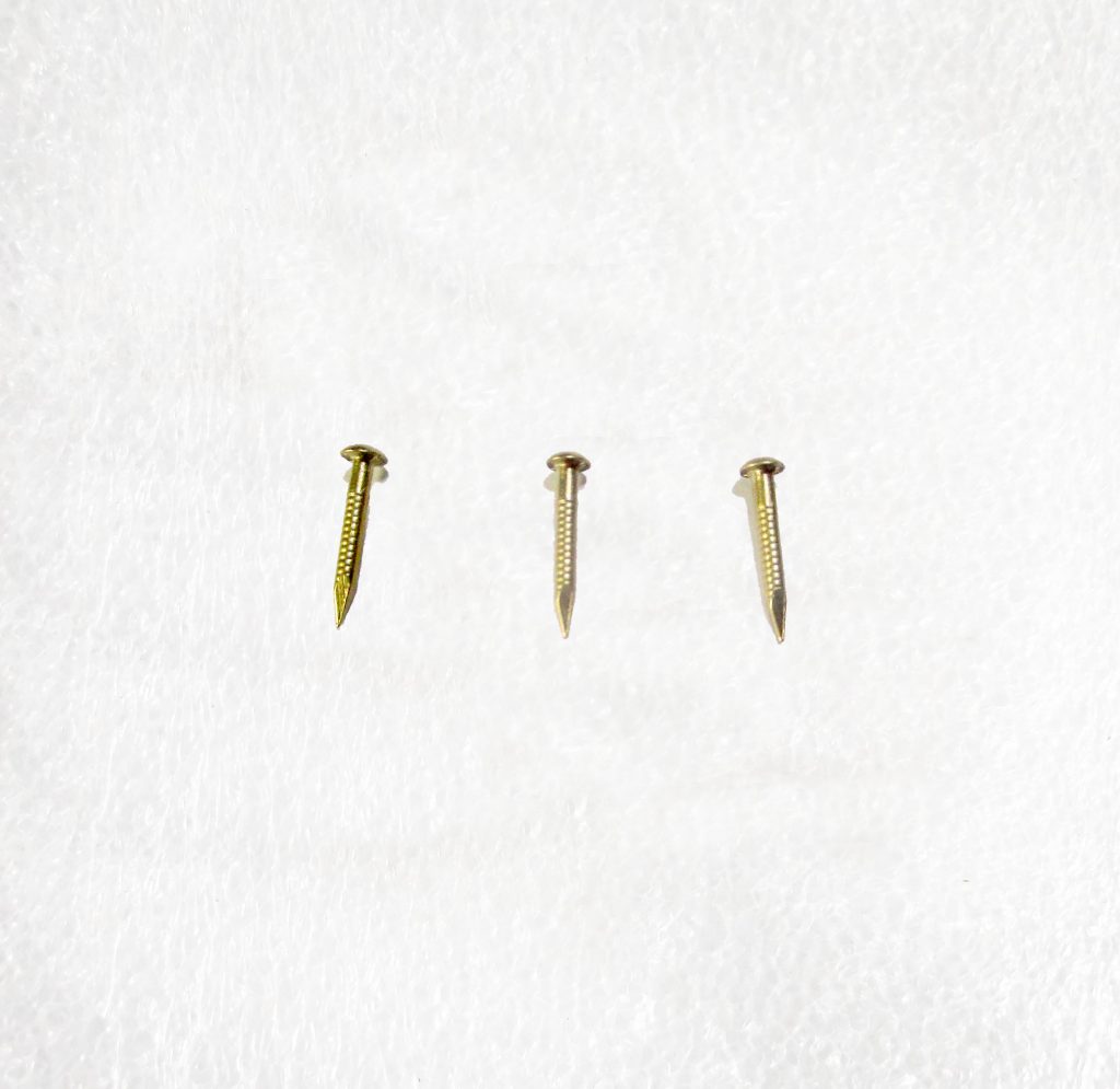 Small Brass Nails M1.5 x 10,12,15 or 20mm long for wood, leatherwork Pkt 100