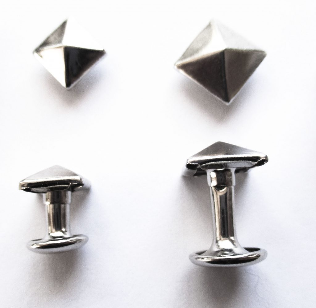 Dimensional rivets - Silver Square Pyramid 10mm or 8mm rivets