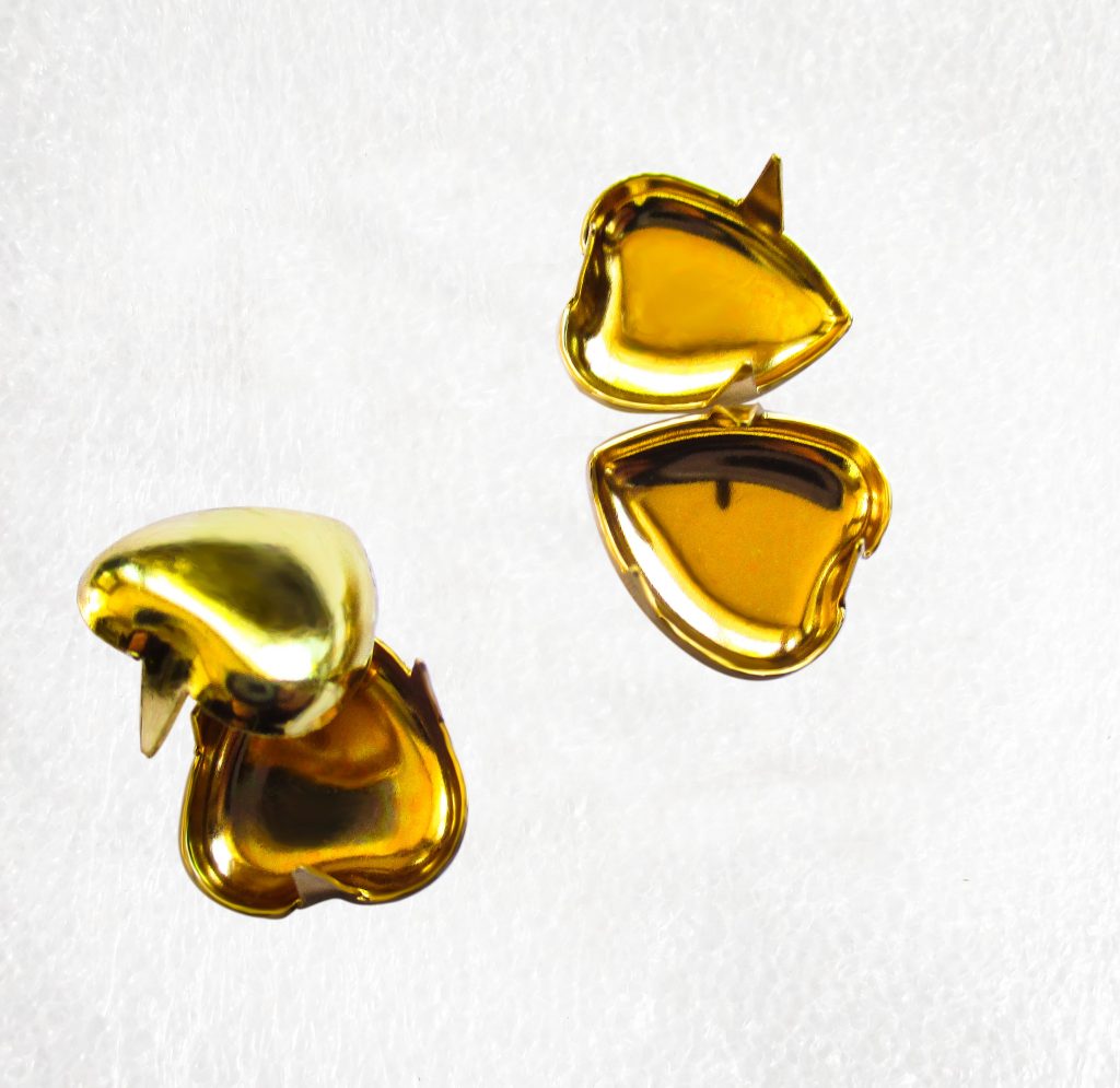 Metal Gold Heart Spiked Spots - 10mm -for jeans, clothing, or bags, easy to use
