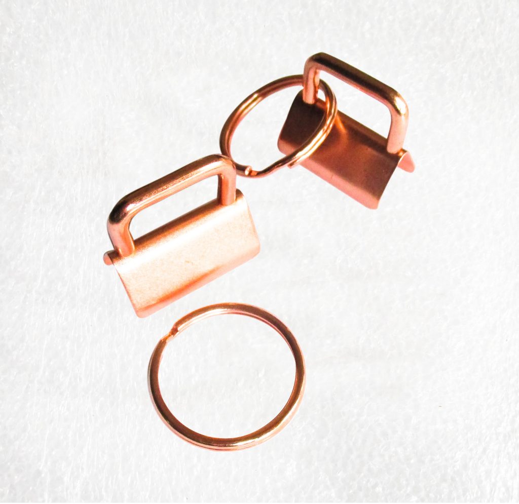 Rose Gold 25mm key fob hardware with split ring for straps, lanyards