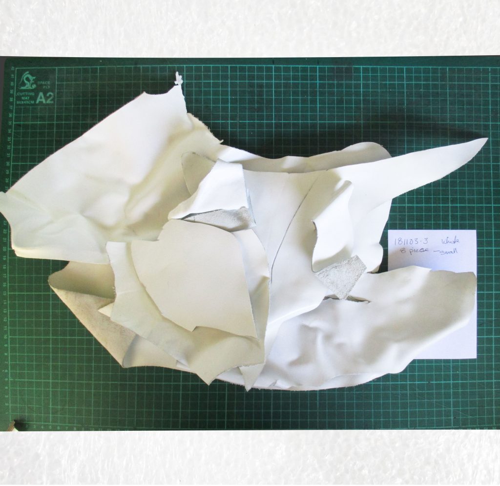 Leather Offcuts 8 pieces white suit patches, small projects 181103-3
