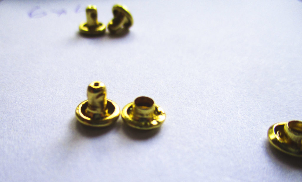 Brass Rivets 6mm Double Cap post height 4mm, 6mm, 8mm