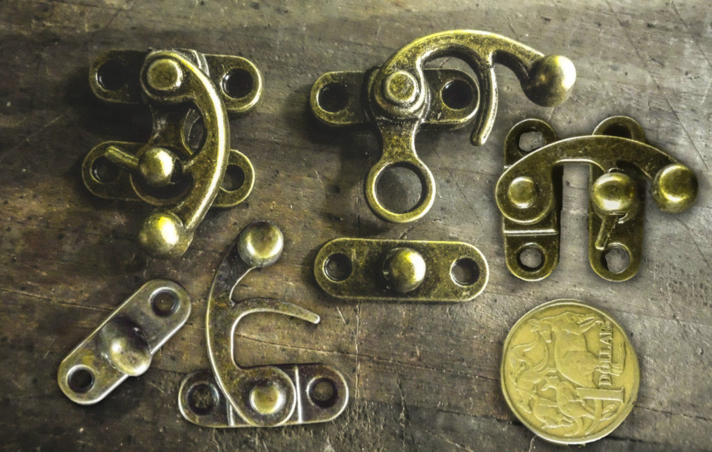 Solid Swing Catches Antique Brass 2 sizes, for boxes, bags and purses