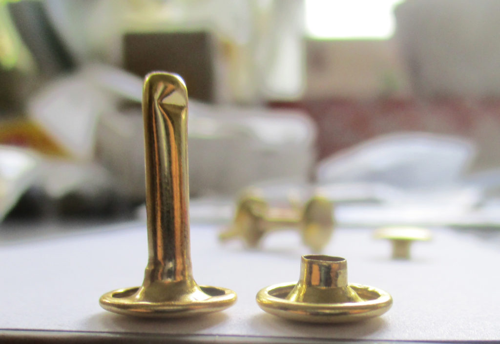 Brass Rivets 10mm Double Cap post height 6mm, or 15mm