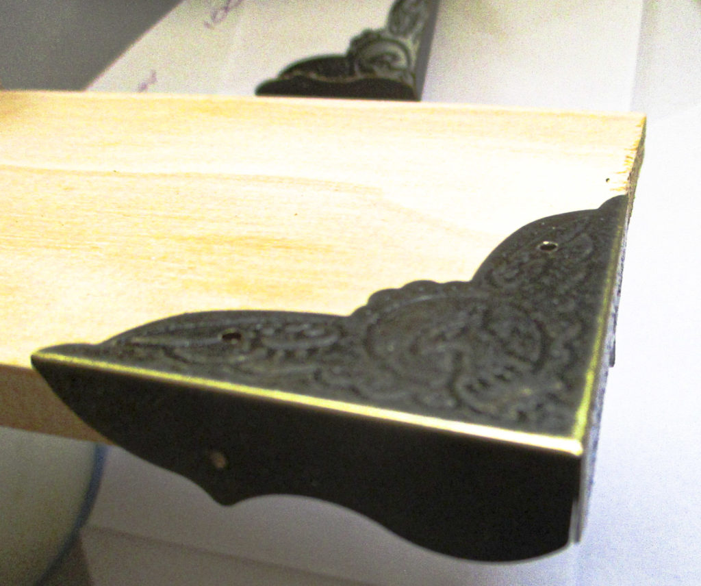 Metal Corners for Boxes Line Carved Antique Brass 44x44x63mm 13mm sides