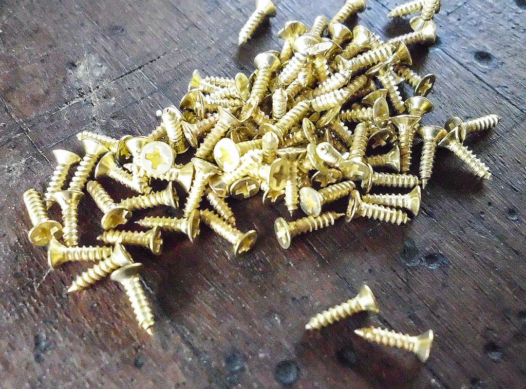 Small Wood Screws Gold Phillips Head M2 x 8mm, 10mm, 12mm long Jaszitup leather accents