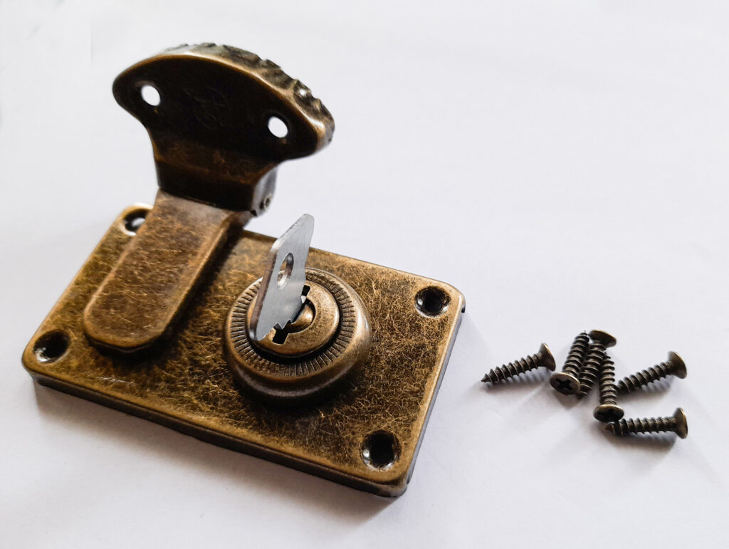 Antique Suitcase Latch Lock Bronze- Right or Left with screws 73x41mm