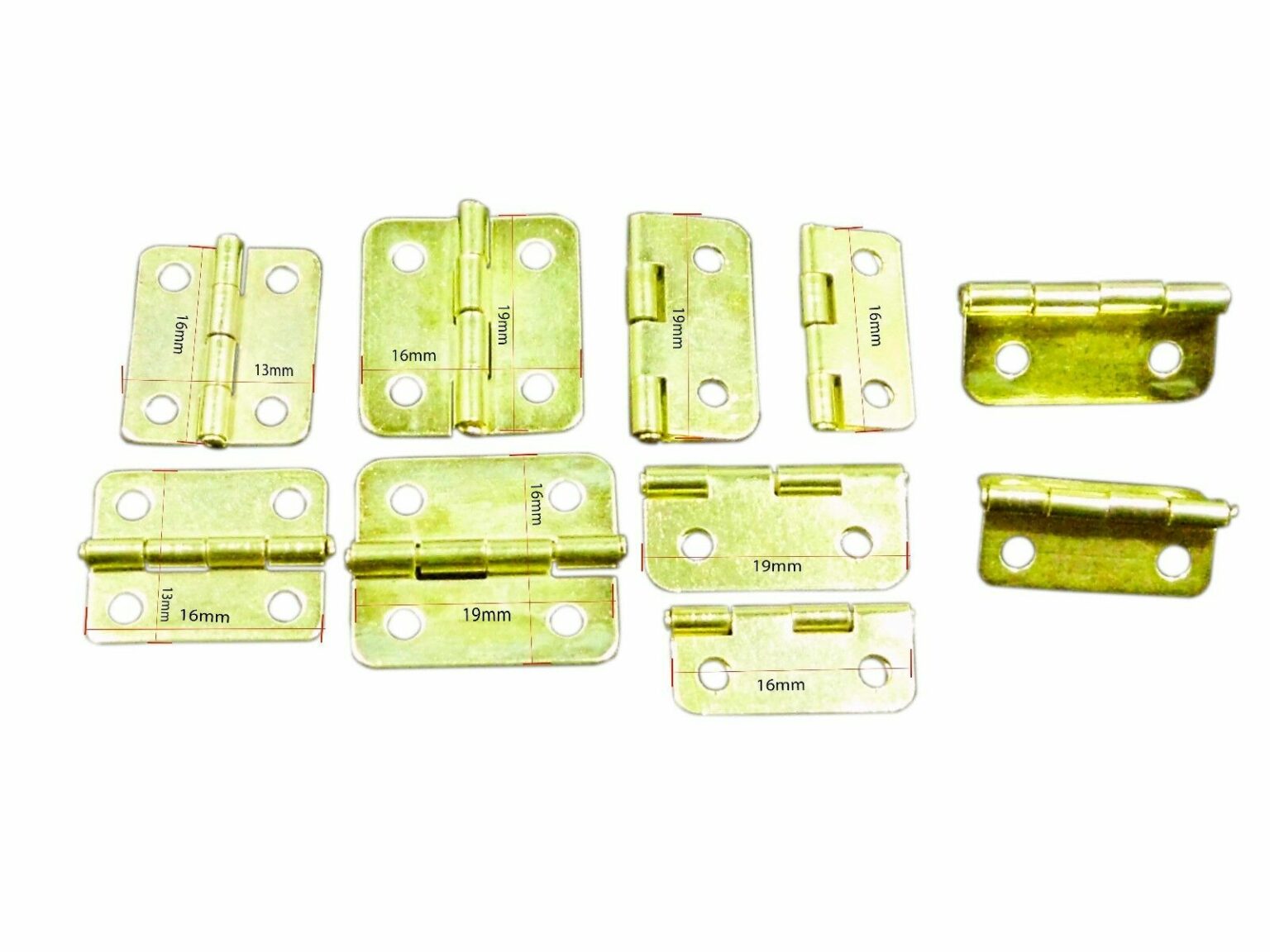 Hinges small Gold hinges for leather cases & boxes 16x13mm, or 19x16mm