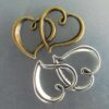 Jewellery Findings Double Heart Charms 30x24mm 2 colours for bracelet, pendants - Image 2