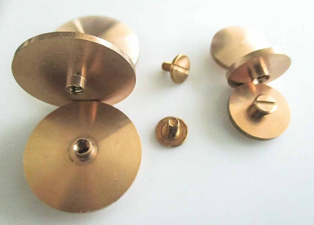 Chicago Screw Solid Brass Button Head 15mm or 25mm diameter head Qty 4 Jaszitup leather accents