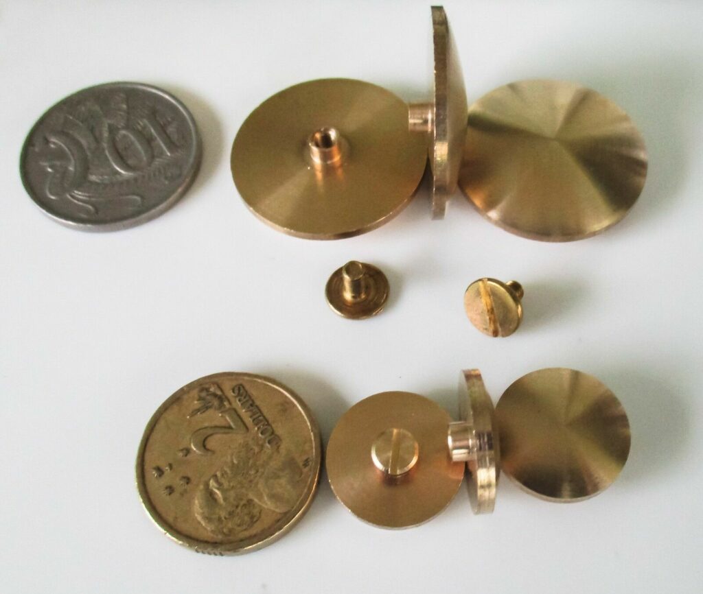 Chicago Screw Solid Brass Button Head 15mm or 25mm diameter head Qty 4 Jaszitup leather accents