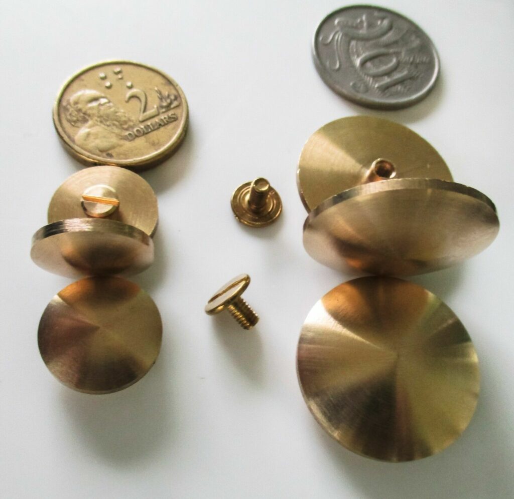 Chicago Screw Solid Brass Button Head 15mm or 25mm diameter head Qty 4 Jaszitup leather accents