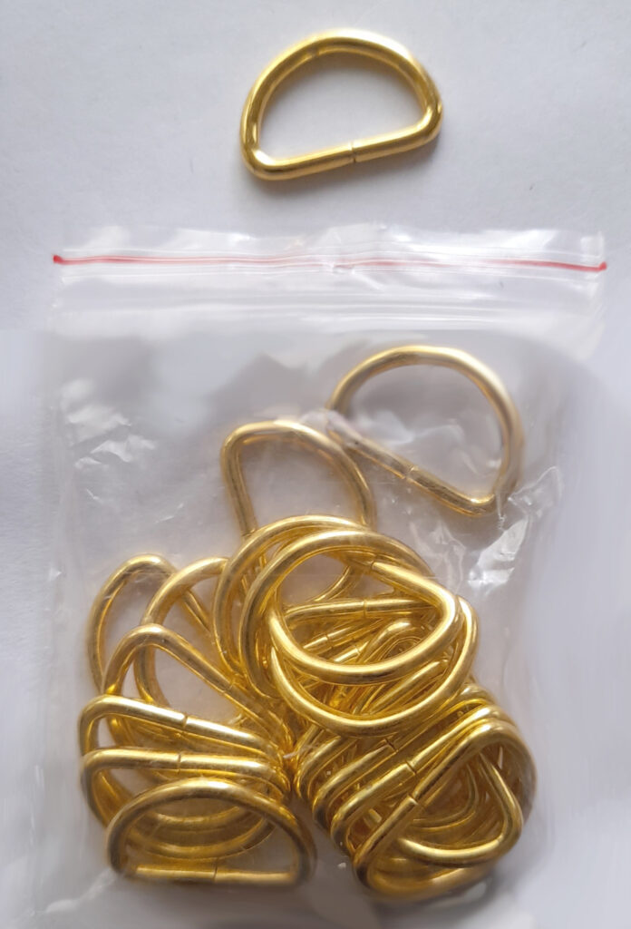 Metal Dee Gold Dees unwelded 15.5mmx10mmID for straps and buckles Pkt 10