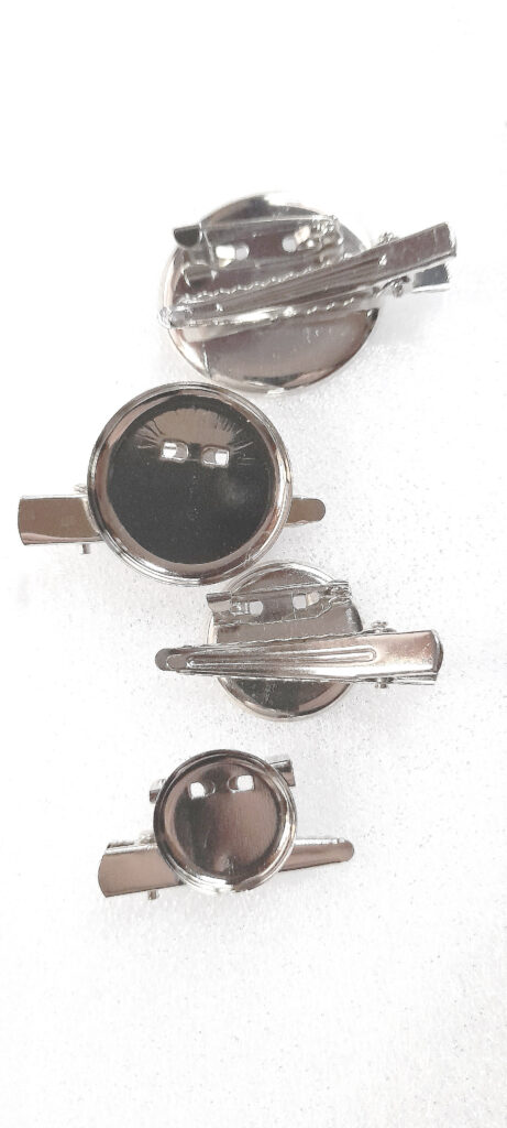 Versatile Silver Metal brooch pin or alligator hair clip disc size 20mm to 35mm - Image 4