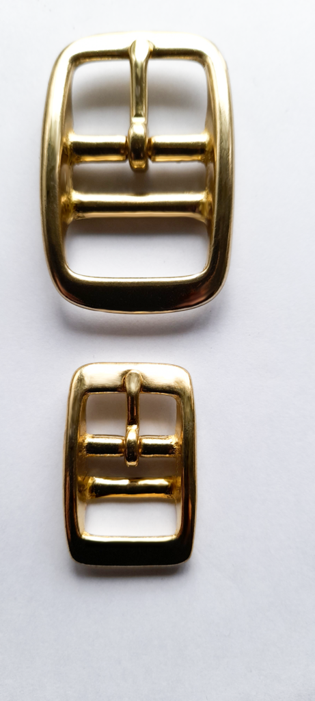 Double Bar Solid Brass buckles (middle centre bar, single pin) 2 sizes for straps, belts, dog collars