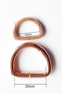 Metal Dee Rose Gold 16x13mmID, or 25x18mmID Unwelded straps, bags, shoes, dolls