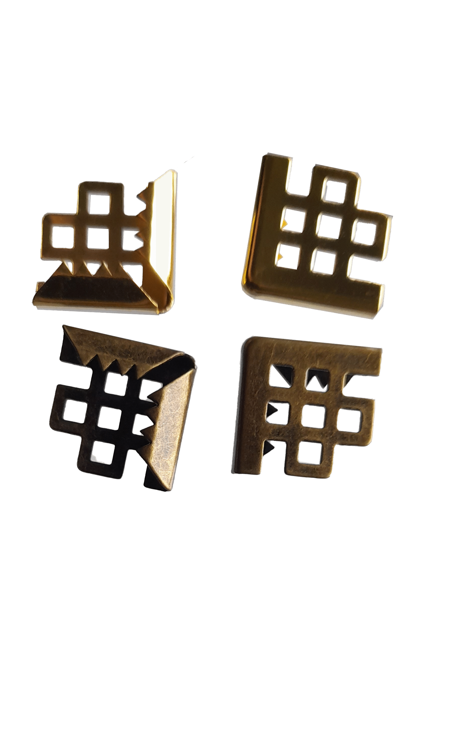 Corner Protectors Hollow Grid Retro Design 16x16mm Antique Brass or Gold Pkt 8 - Image 4