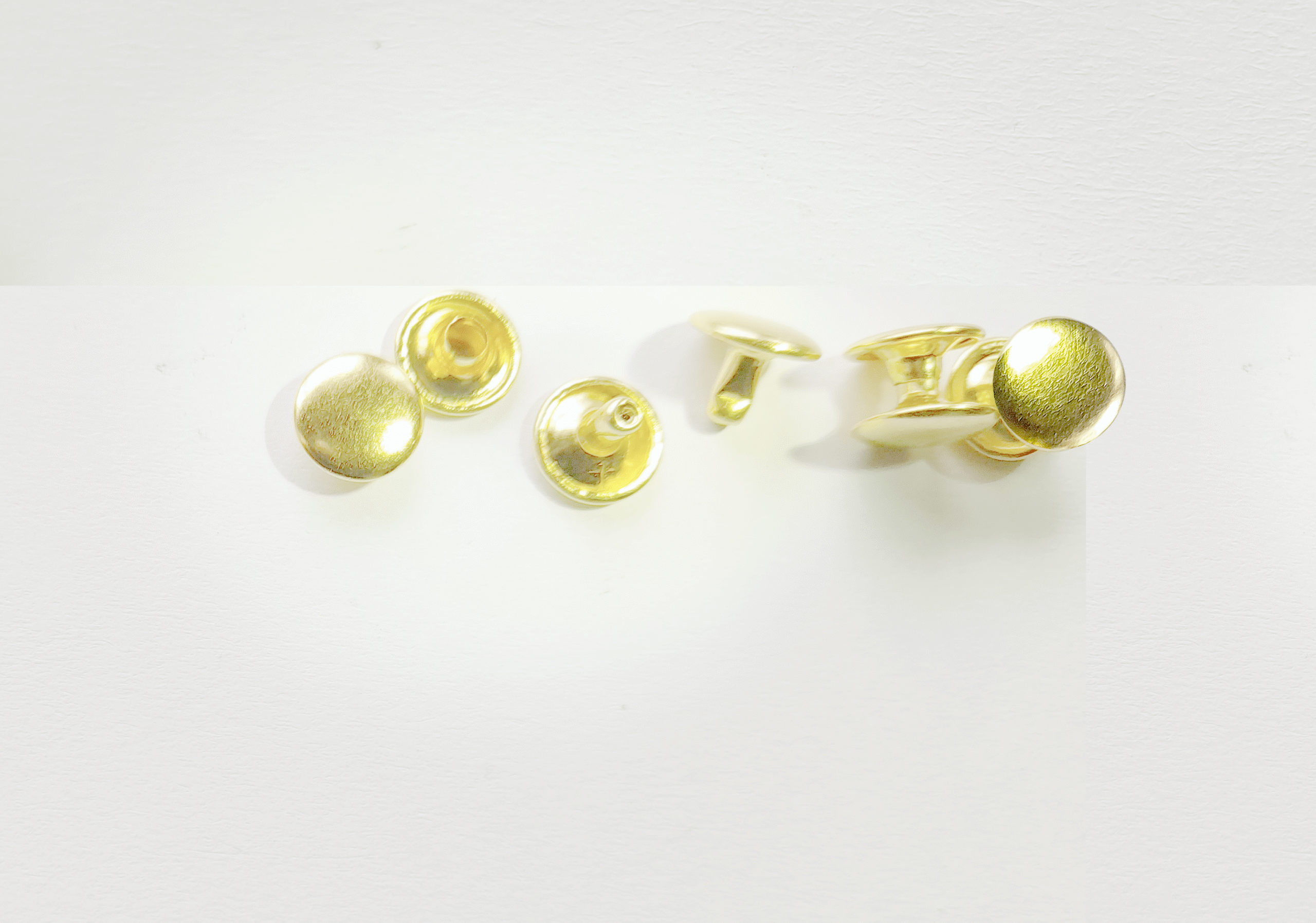 Rivets LONG post Double Cap 12mm gold pkt 25