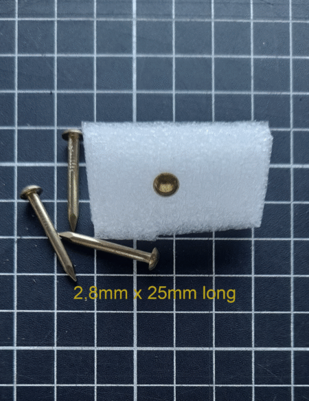 Brass Nails M2.8 x 20 or 25mm long Head Diam 6mm Pkt 20 - Image 3