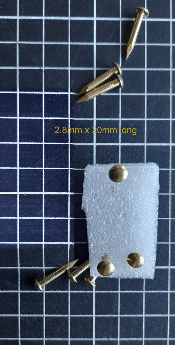 Brass Nails M2.8 x 20 or 25mm long Head Diam 6mm Pkt 20 - Image 6