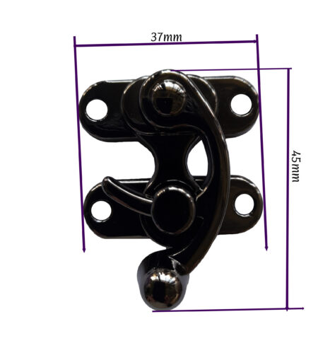 Large lockable Swing Catch GunBlack with screws 45mmHx37mm Qty 2 - Image 4